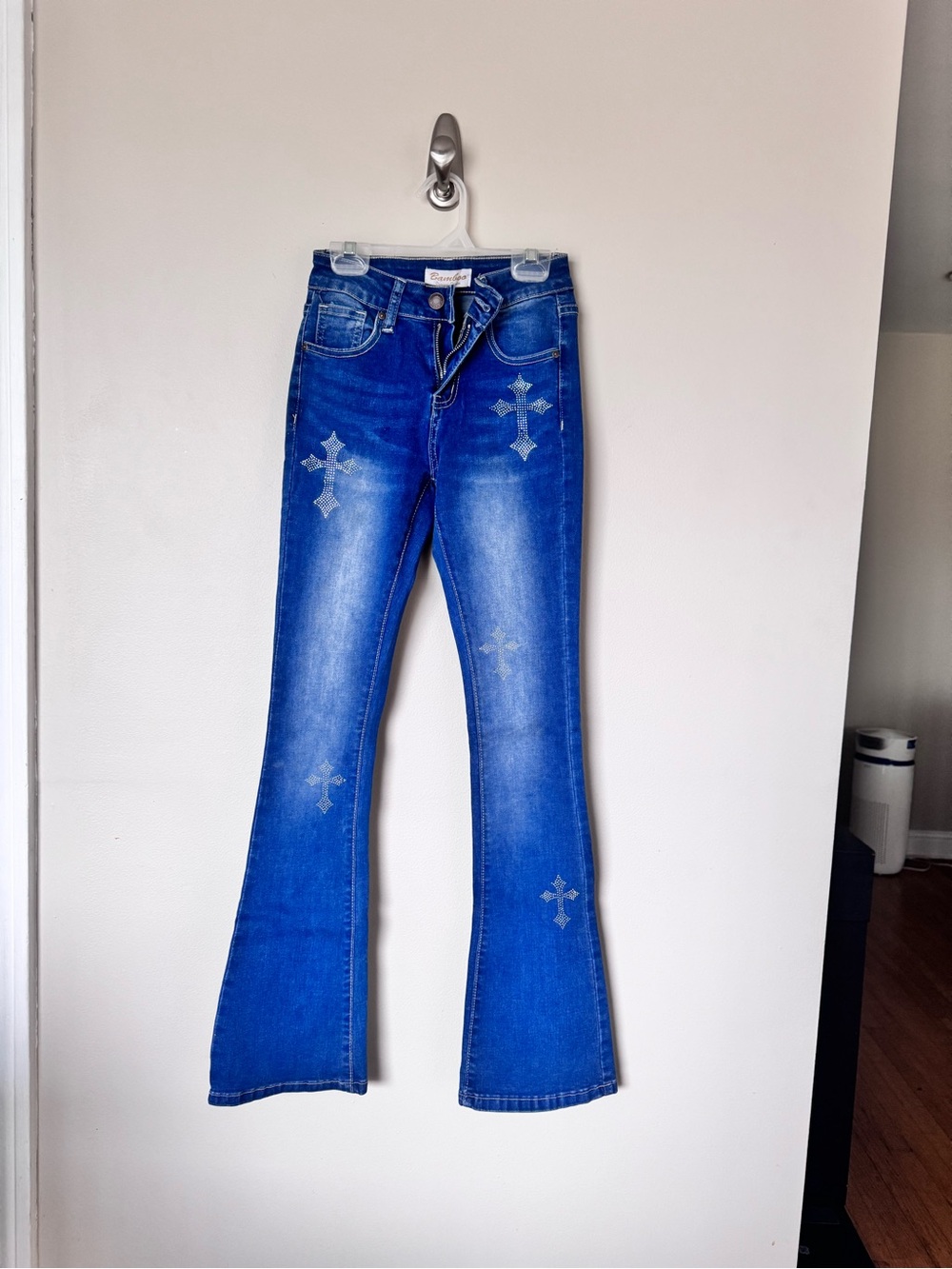 BAMBOO Blue Embroidered Flare Jeans